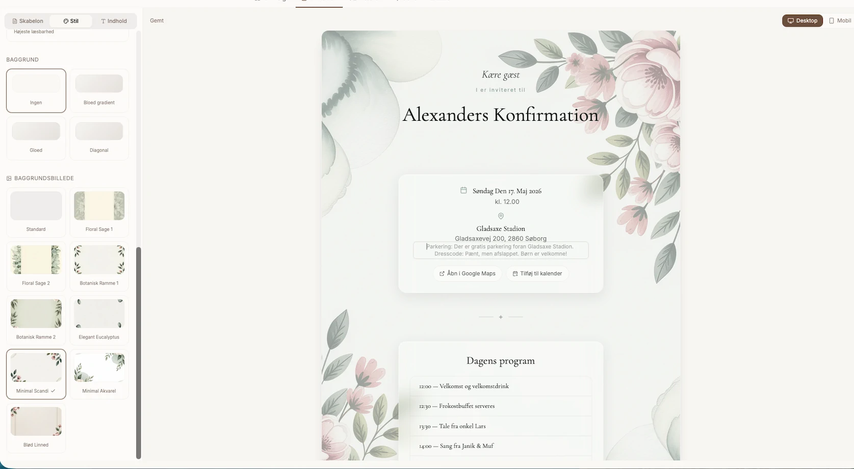 Design invitationen live