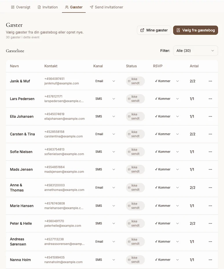 Smart gæstehåndtering og RSVP