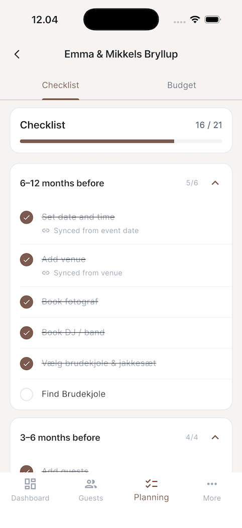 Følg planlægningen